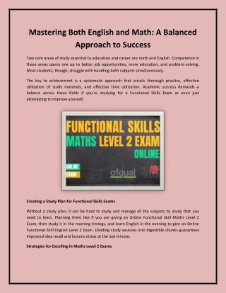 Mastering Both English and Math: A Balanced Approach to Success