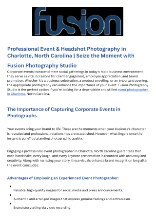 Professional Event & Headshot Photography in Charlotte