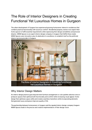 The Role of Interior Designers in Creating Functional Yet Luxurious Homes in Gurgaon - MWM Spaces