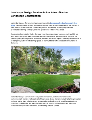 Landscape Design Services in Los Altos - Marion Landscape Construction