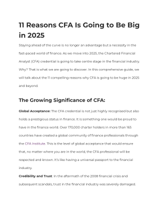 11 Reasons CFA Is Going to Be Big in 2025
