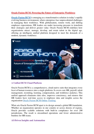 Oracle Fusion HCM - Oracle Fusion HCM Training in Ameerpet