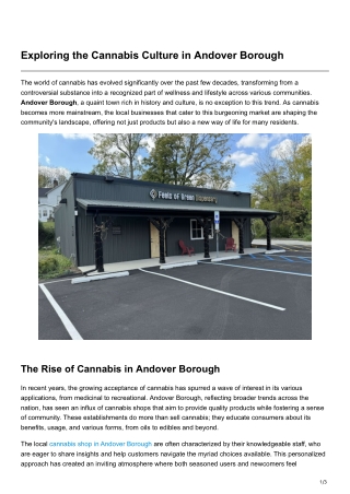Exploring the Cannabis Culture in Andover Borough