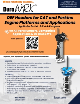 DEF Headers for Cat and Perkins Engine Platforms and Applications
