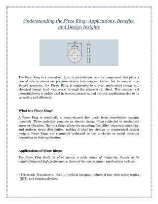Understanding the Piezo Ring: Applications, Benefits, and Design Insights