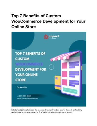 Top 7 Benefits of Custom WooCommerce Development for Your Online Store