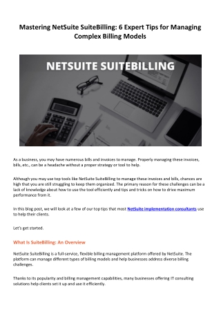 Mastering NetSuite SuiteBilling: 6 Expert Tips for Managing Complex Billing Mode