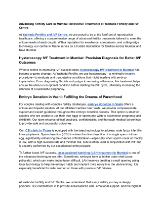 Advancing Fertility Care in Mumbai_ Innovative Treatments at Yashoda Fertility and IVF Centre