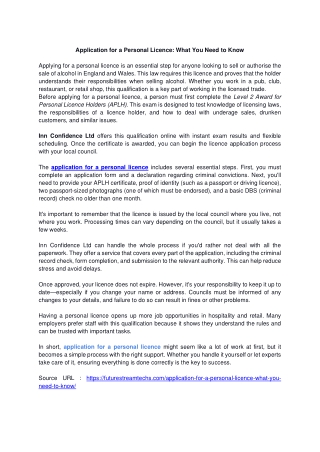 Application for a Personal Licence What You Need to Know