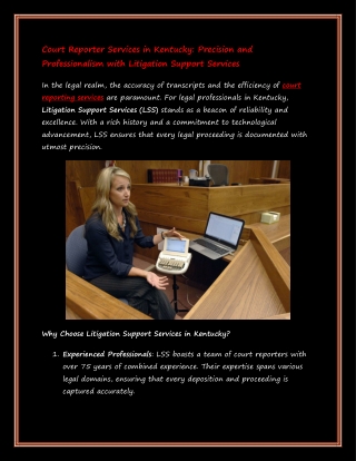 Court Reporter Services in Kentucky: Precision and Professionalism with Litigati