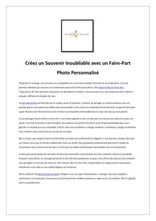 Créez un Souvenir Inoubliable avec un Faire