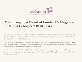 Madhusagar: A Blend of Comfort & Elegance in Model Colony’s 2 BHK Flats
