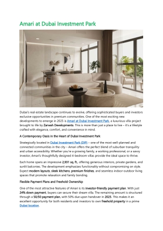 Amari at Dubai Investment Park