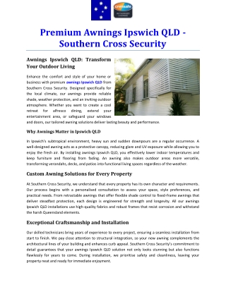 Premium Awnings Ipswich QLD - Southern Cross Security