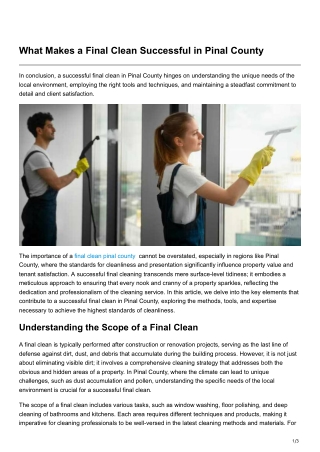 What Makes a Final Clean Successful in Pinal County