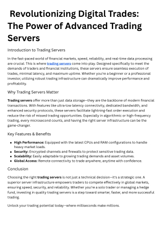 _Revolutionizing Digital Trades The Power of Advanced Trading Servers