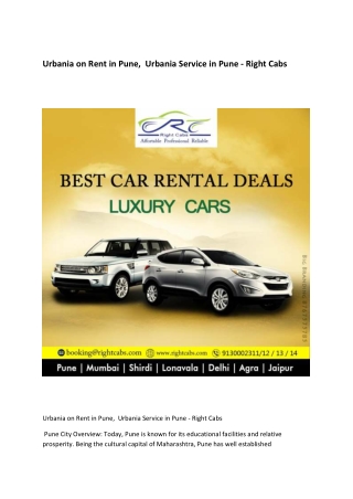 Urbania on Rent in Pune,  Urbania Service in Pune - Right Cabs