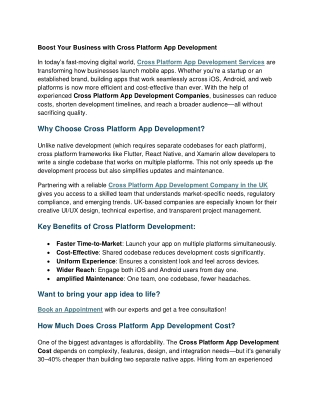 Boost Your Business with Cross Platform App Development