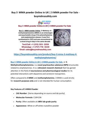 Buy 3  MMA powder Online in UK 3 MMA powder For Sale - buymdmasafely