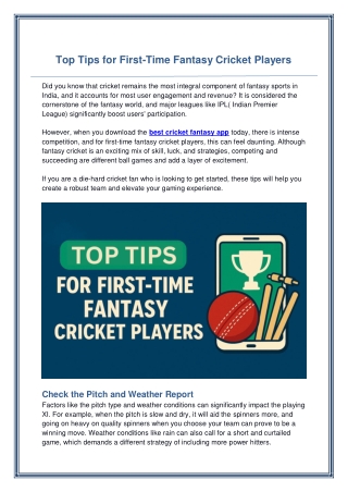 Top Tips for First-Time Fantasy Cricket Players