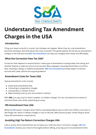 Understanding Tax Amendment Charges in the USA
