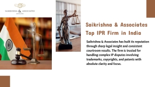 Saikrishna & Associates  Top IPR Firm in India
