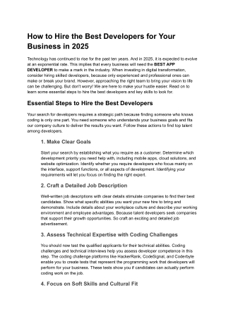 How to Hire the Best Developers for Your Business in 2025