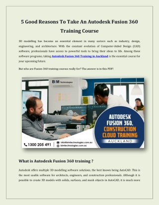 5 Good Reasons To Take An Autodesk Fusion 360 Training Course