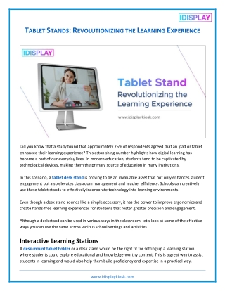 Tablet Stands - Revolutionizing the Learning Experience
