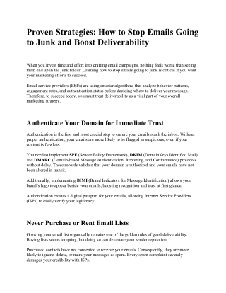 how to stop emails going to junk