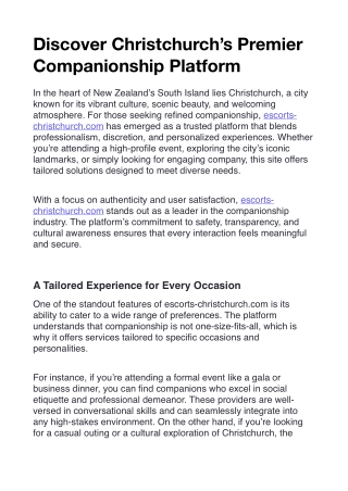 Discover Christchurch’s Premier Companionship Platform