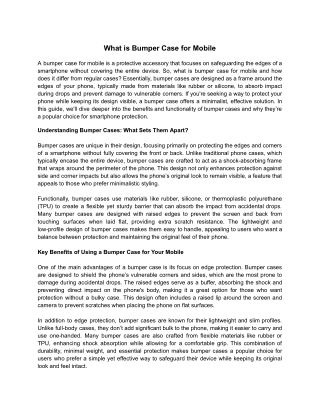 What is Bumper Case for Mobile