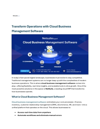 Transform Operations with Cloud Business Management Software