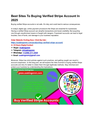 Best Sites To Buying Verified Stripe Account In 2025