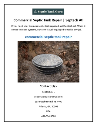 Commercial Septic Tank Repair