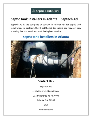 Septic Tank Installers In Atlanta