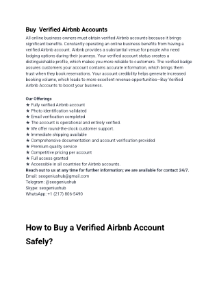 Buy  Verified Airbnb Accounts