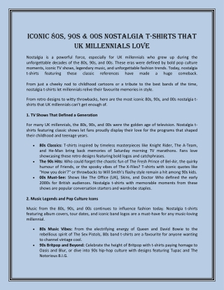 Iconic 80s, 90s & 00s Nostalgia T-Shirts That UK Millennials Love