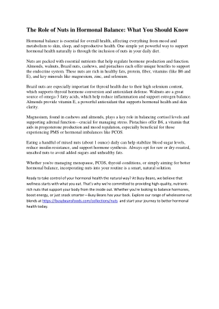 The Role of Nuts in Hormonal Balance