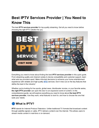 Best IPTV Services Provider _ You Need to Know This