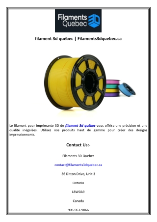 filament 3d québec  Filaments3dquebec.ca