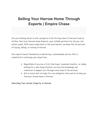 Selling Your Harrow Home Through Experts _ Empire Chase