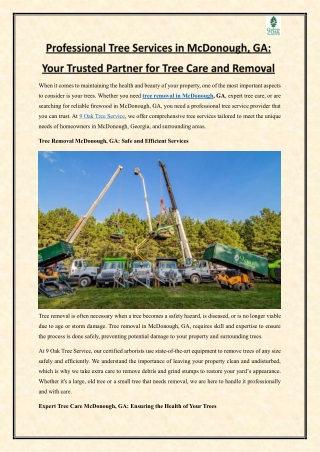 Professional Tree Services in McDonough, GA - Your Trusted Partner for Tree Care and Removal