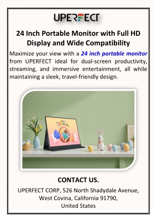 24 Inch Portable Monitor with Full HD Display and Wide Compatibility