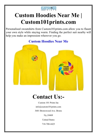 Custom Hoodies Near Me | Custom101prints.com