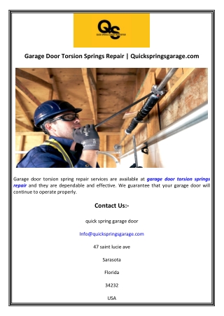 Garage Door Torsion Springs Repair  Quickspringsgarage.com