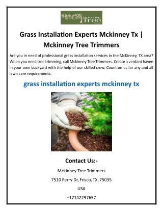 Grass Installation Experts Mckinney Tx