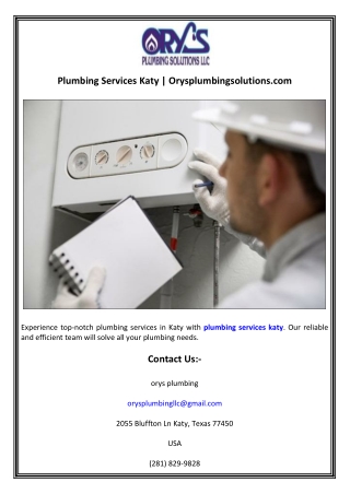 Plumbing Services Katy  Orysplumbingsolutions.com