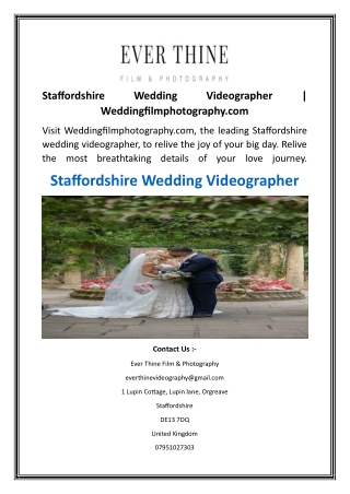 Staffordshire Wedding Videographer  Weddingfilmphotography.com
