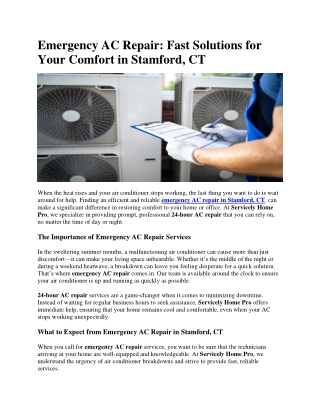 Emergency AC Repair Fast Solutions for Your Comfort in Stamford, CT